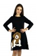 Φόρεμα μαύρο με παράσταση σκύλος 