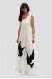 Φόρεμα μακρύ με απλικέ παράσταση χελιδόνια