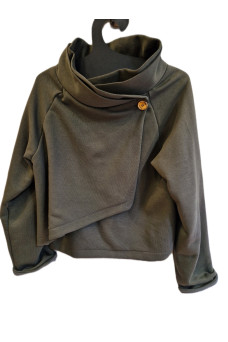 Πανωφόρι φούτερ χακί καρό